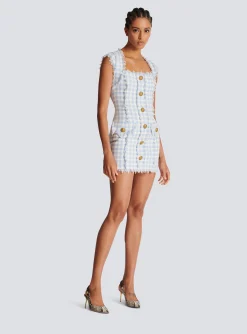 Women Balmain Gingham Tweed Dress