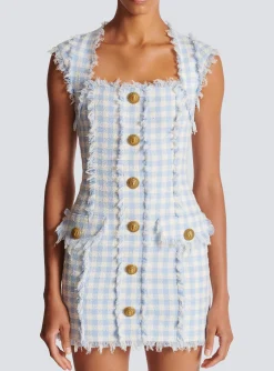 Women Balmain Gingham Tweed Dress