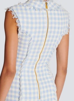 Women Balmain Gingham Tweed Dress