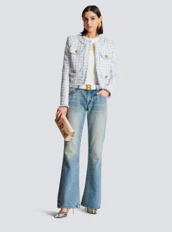 Women Balmain Gingham Tweed Jacket