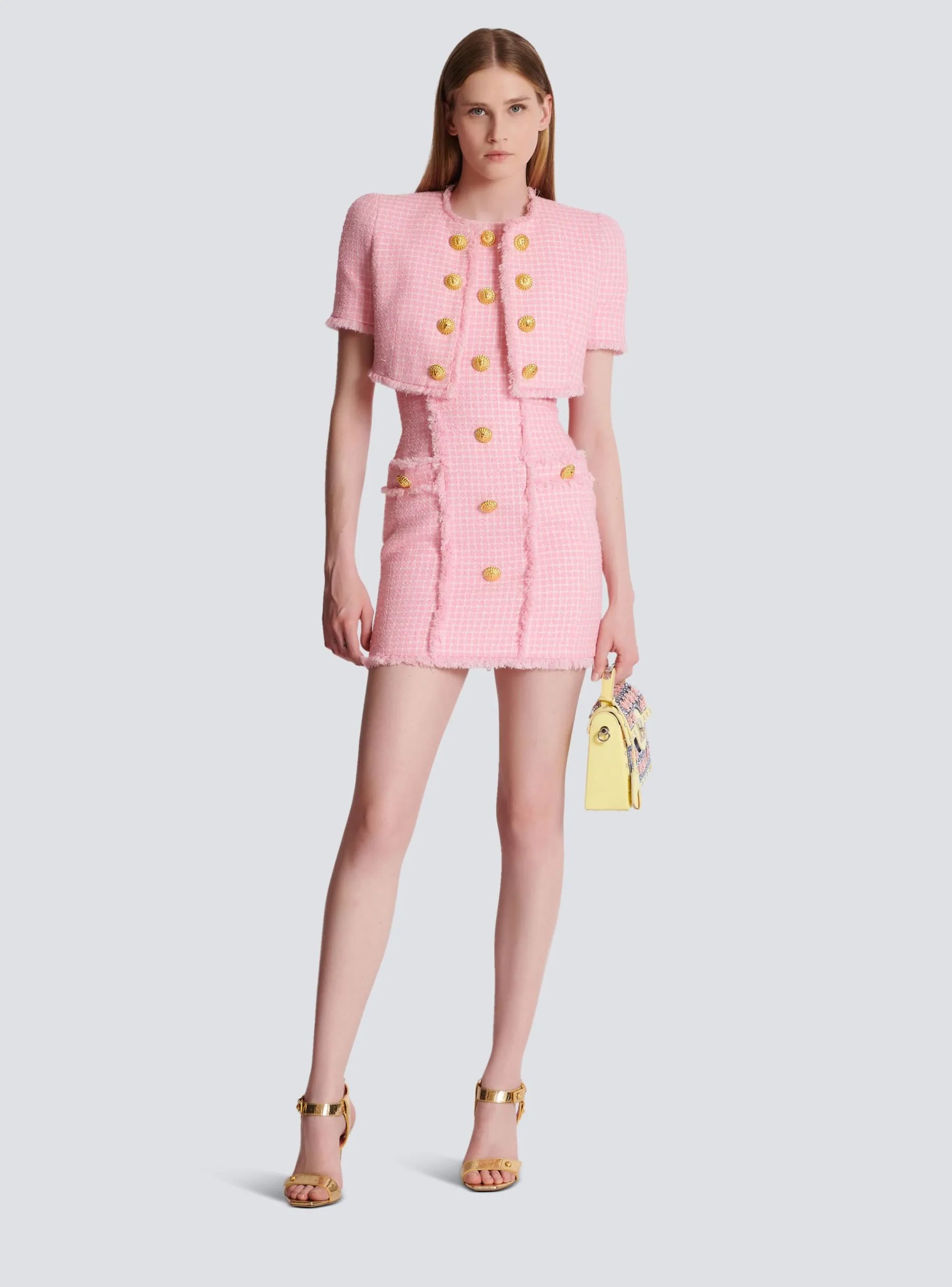 Women Balmain Gingham Tweed Jacket