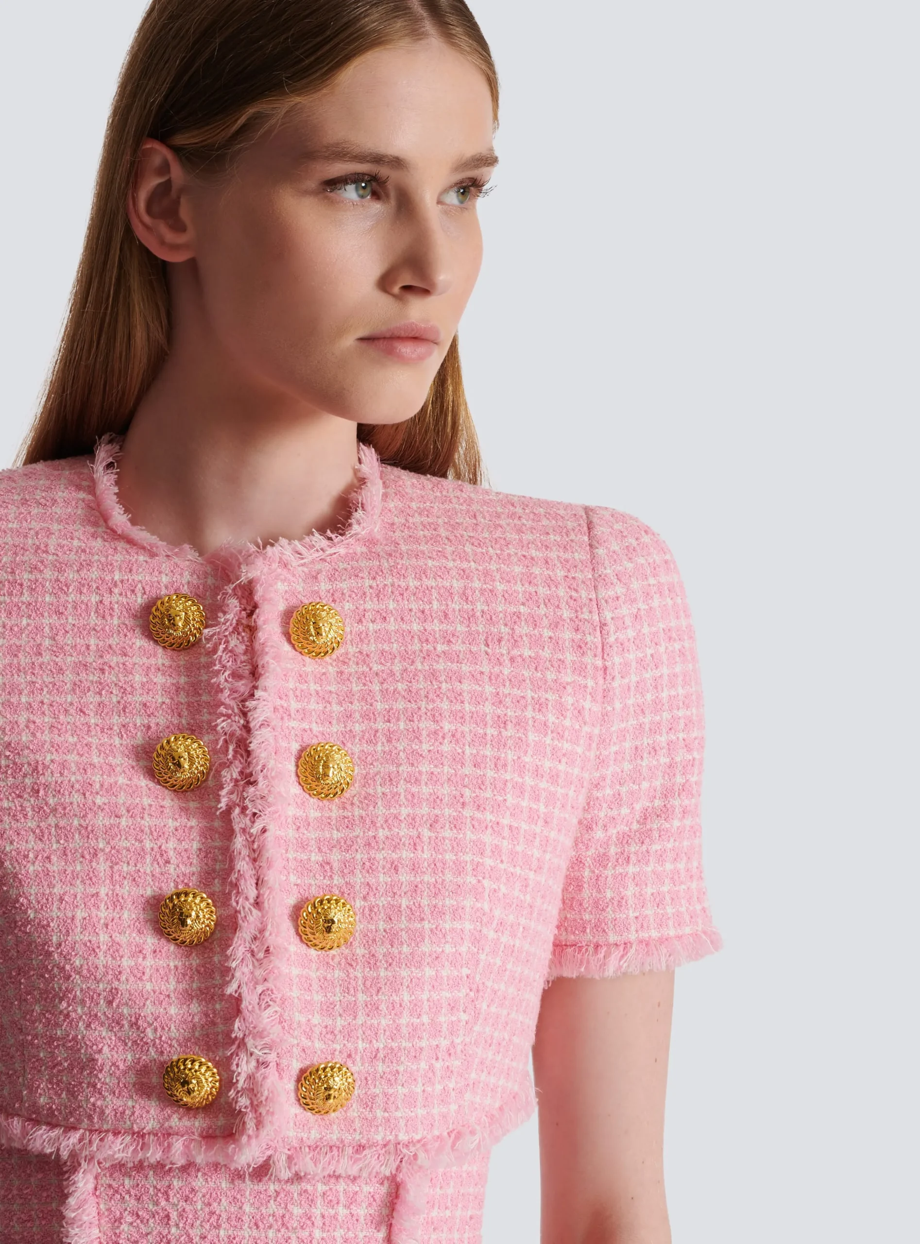 Women Balmain Gingham Tweed Jacket