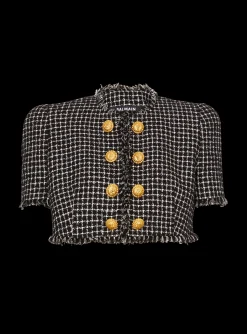 Women Balmain Gingham Tweed Jacket