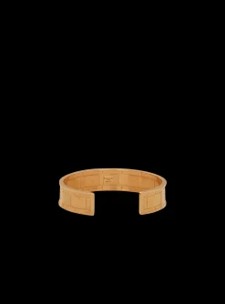 Women Balmain -tone Brass Cuff Bracelet With Logo