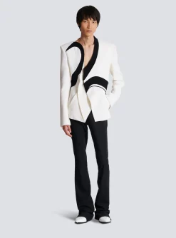 Balmain Graphic Double Crepe Blazer With Inserts