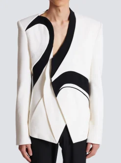 Balmain Graphic Double Crepe Blazer With Inserts
