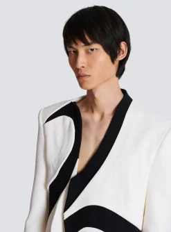 Balmain Graphic Double Crepe Blazer With Inserts