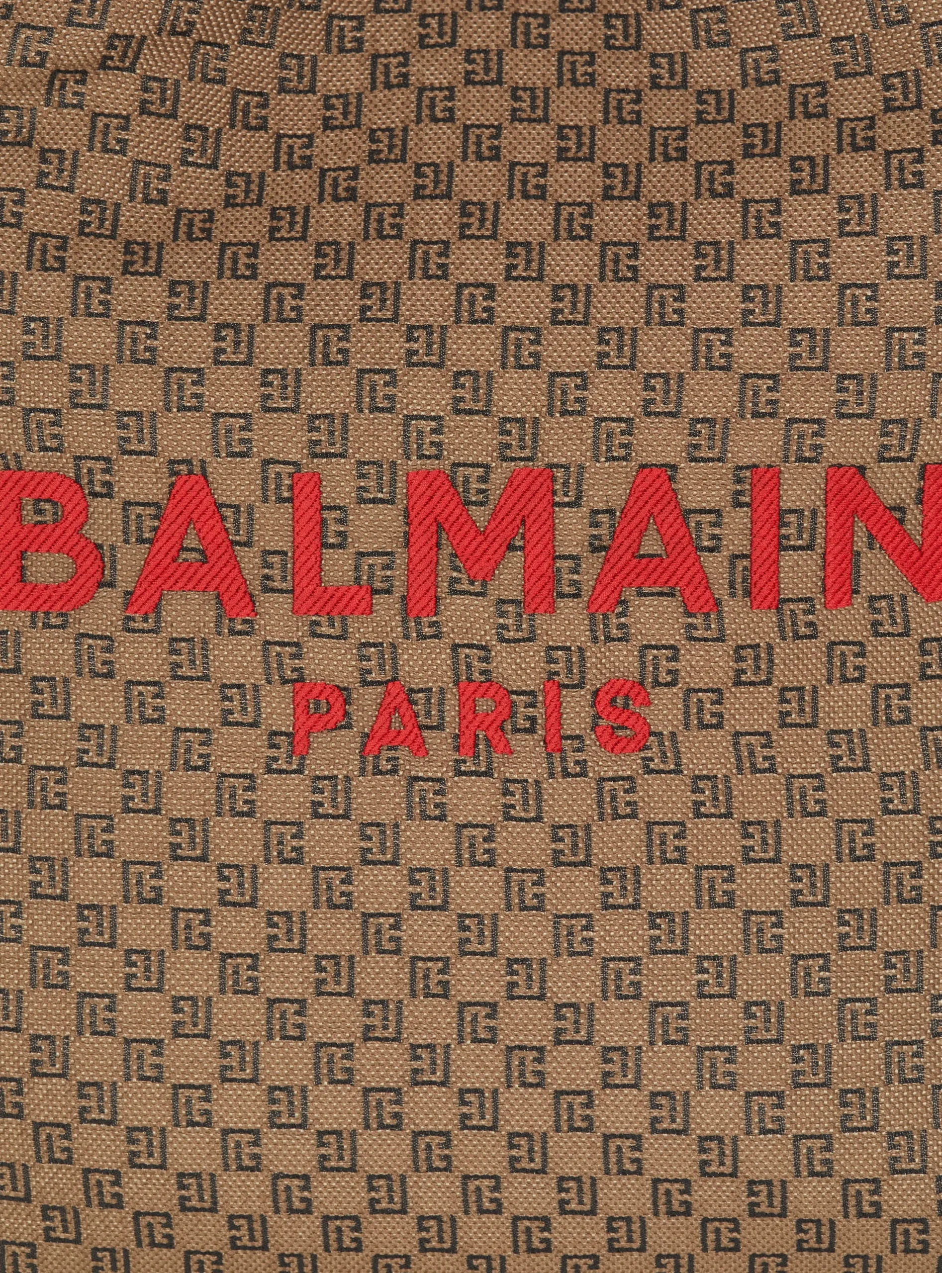 Women Balmain Grocery Bag In Monogram Canvas And Smooth Leather