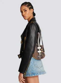 Women Balmain Guitar Bag Clutch With Leather And Monogram Detailing