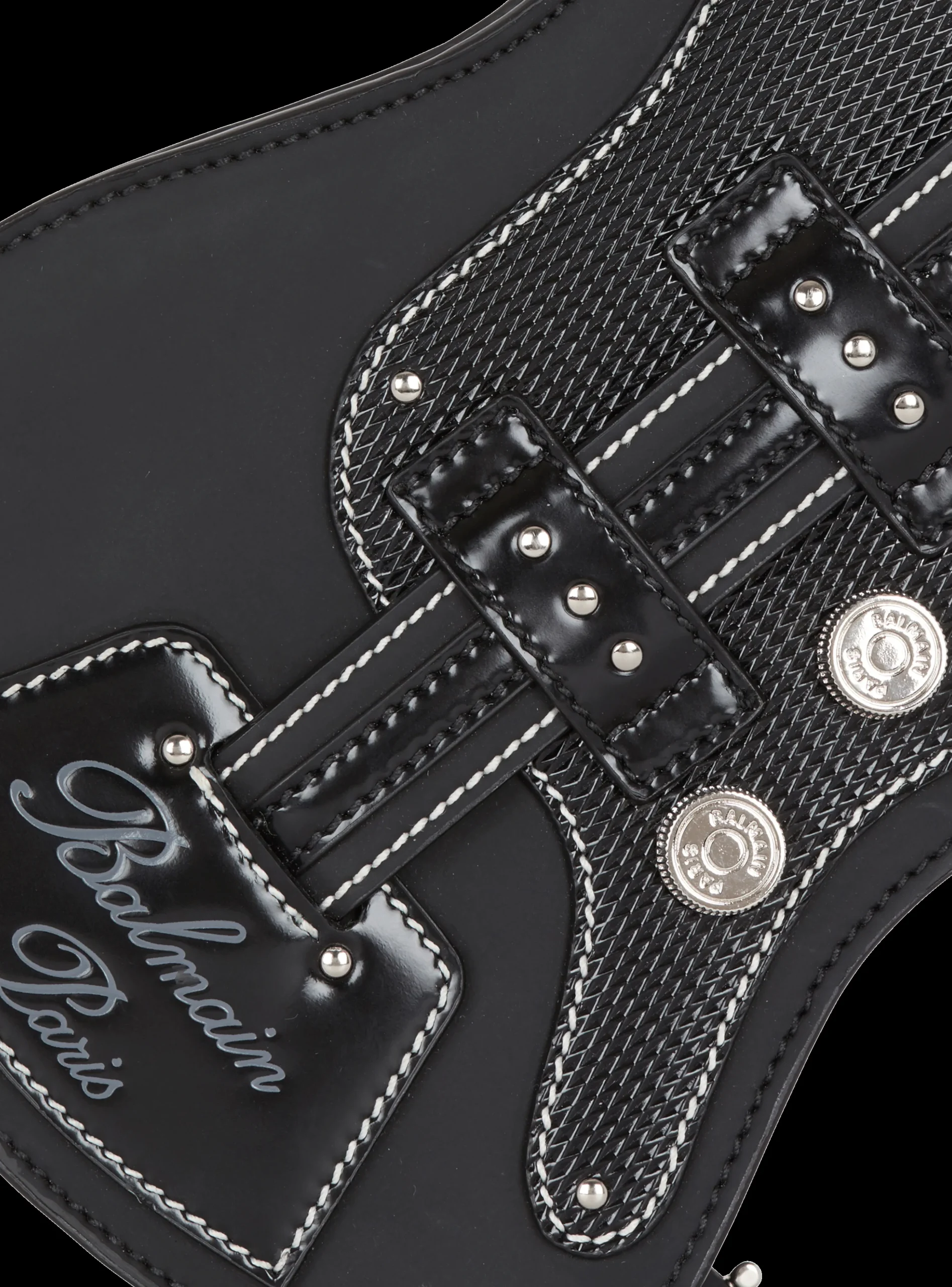 Women Balmain Guitar Rubber-effect Leather Clutch