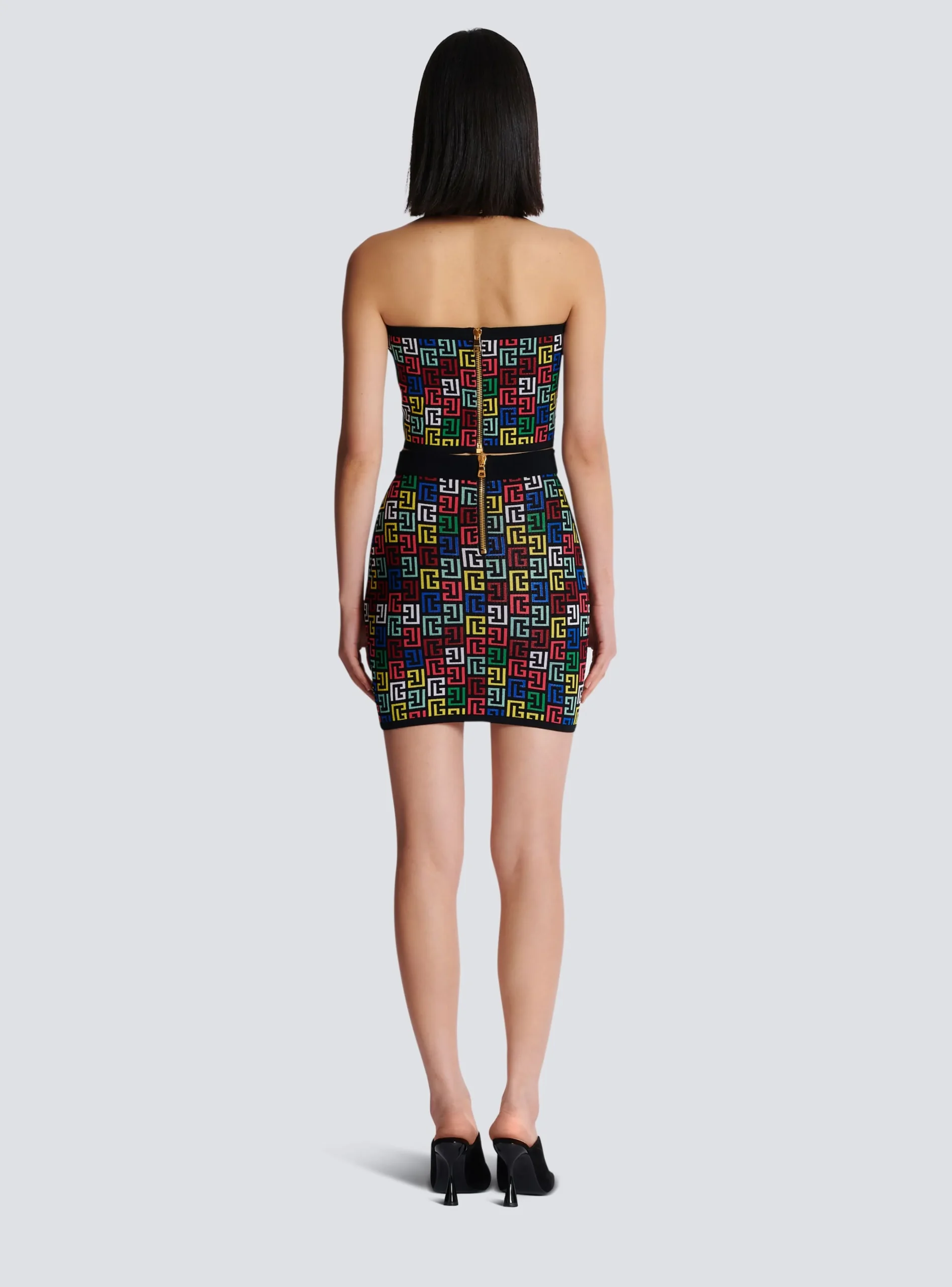 Women Balmain Halterneck Top In Pop Monogram Knit