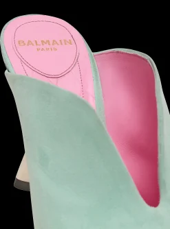 Women Balmain Heeled Eden Mules In Suede Leather