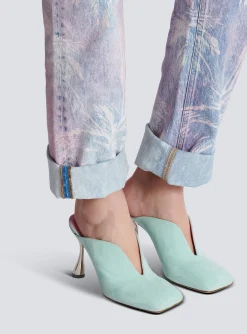 Women Balmain Heeled Eden Mules In Suede Leather