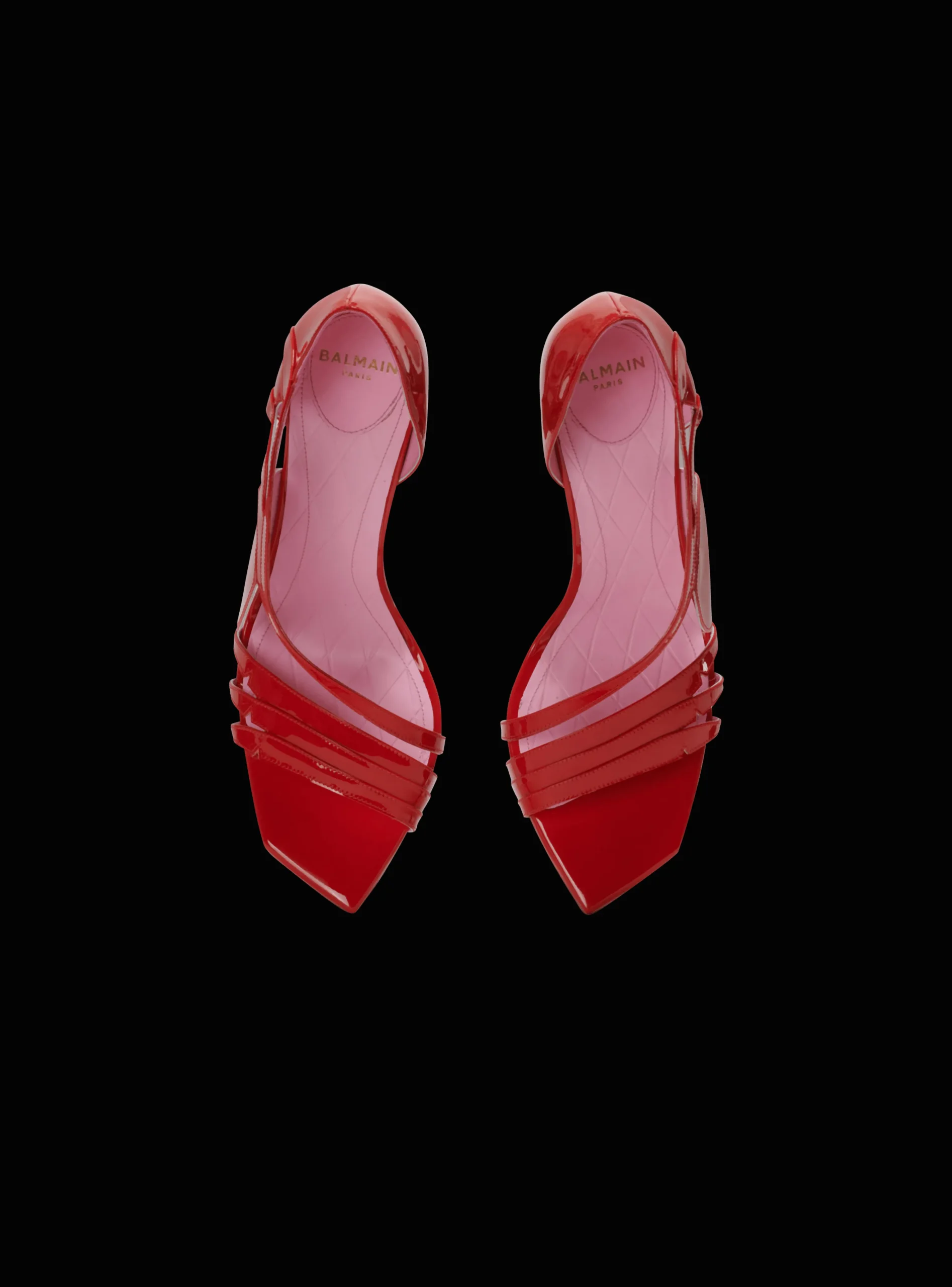 Women Balmain Heeled Eden Sandals In Patent Leather
