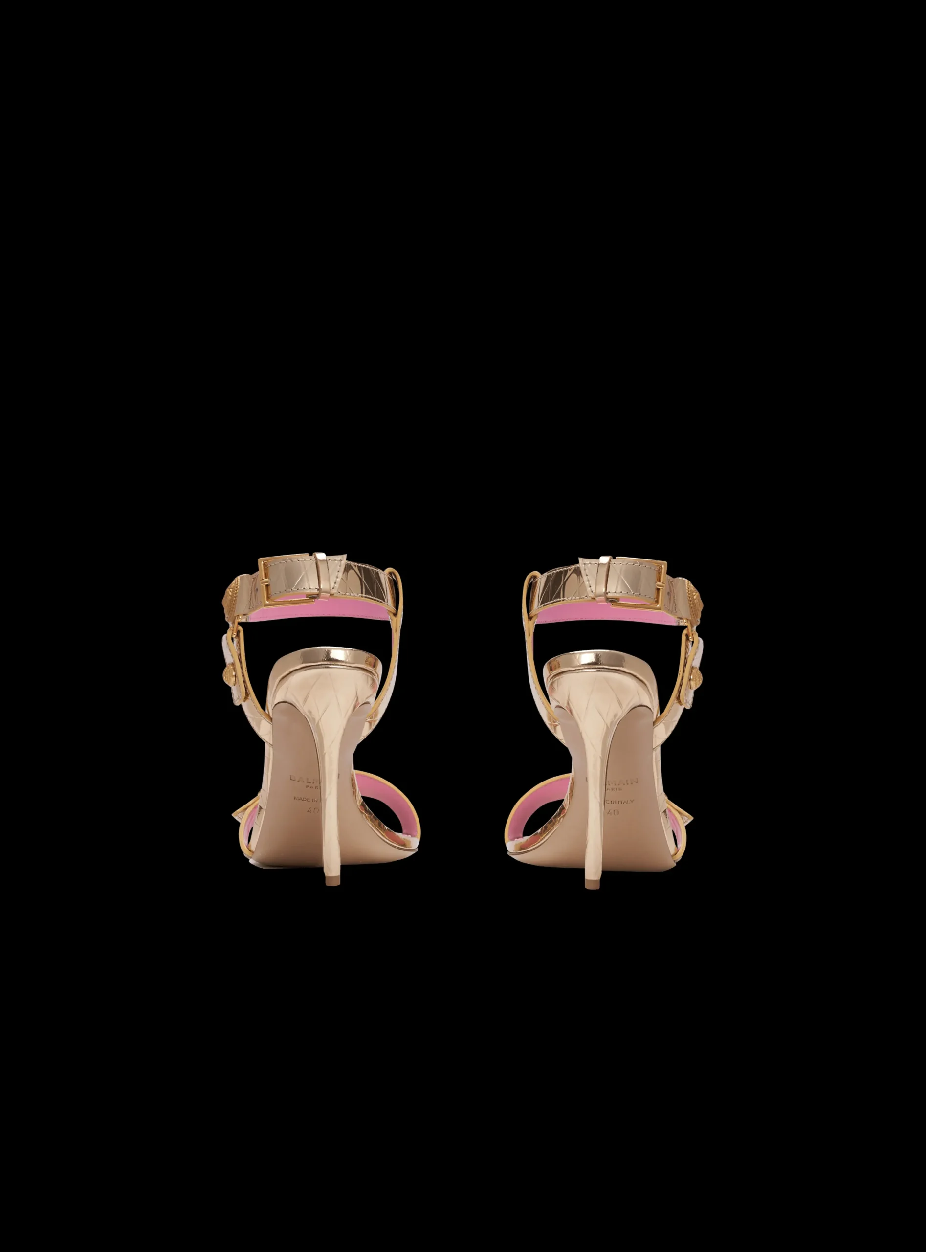 Women Balmain Heeled Eva Sandals In Mirrored Leather