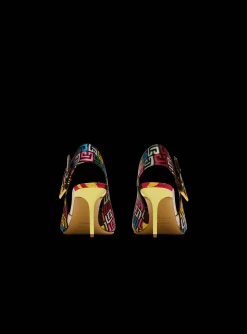 Women Balmain Heeled Ruby Slingbacks In Printed Satin