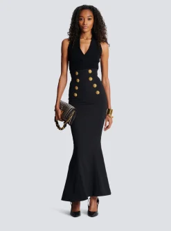 Women Balmain High-waisted Long Skirt With Buttons
