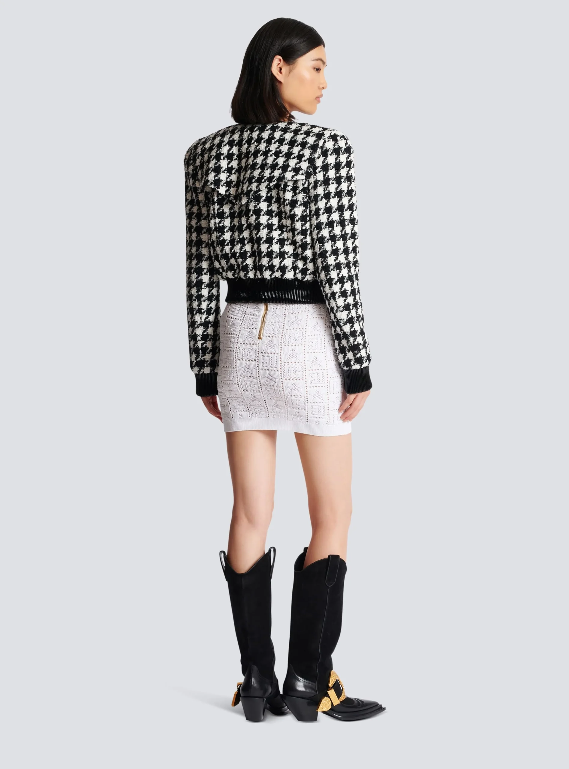 Women Balmain Houndstooth Tweed Jacket