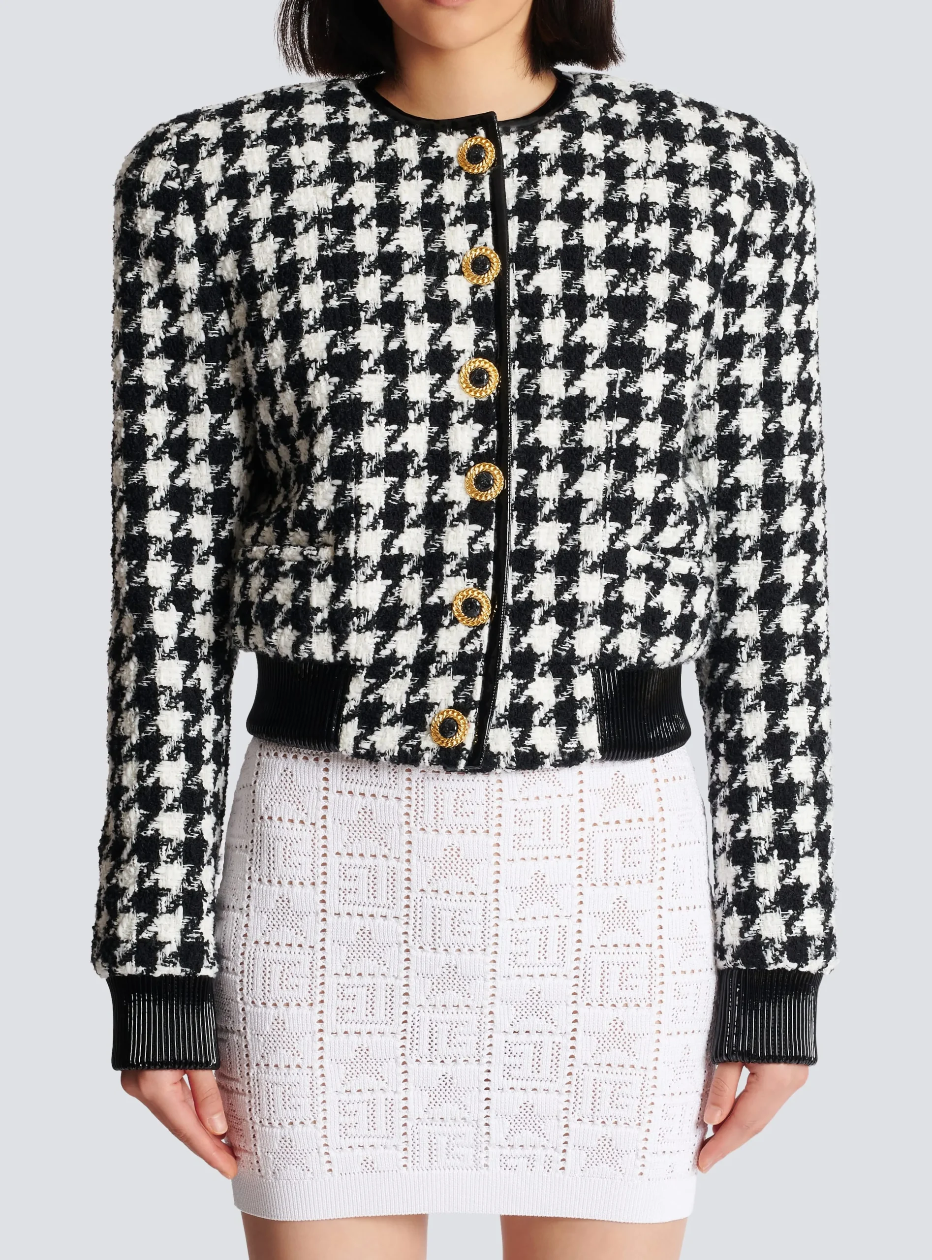 Women Balmain Houndstooth Tweed Jacket
