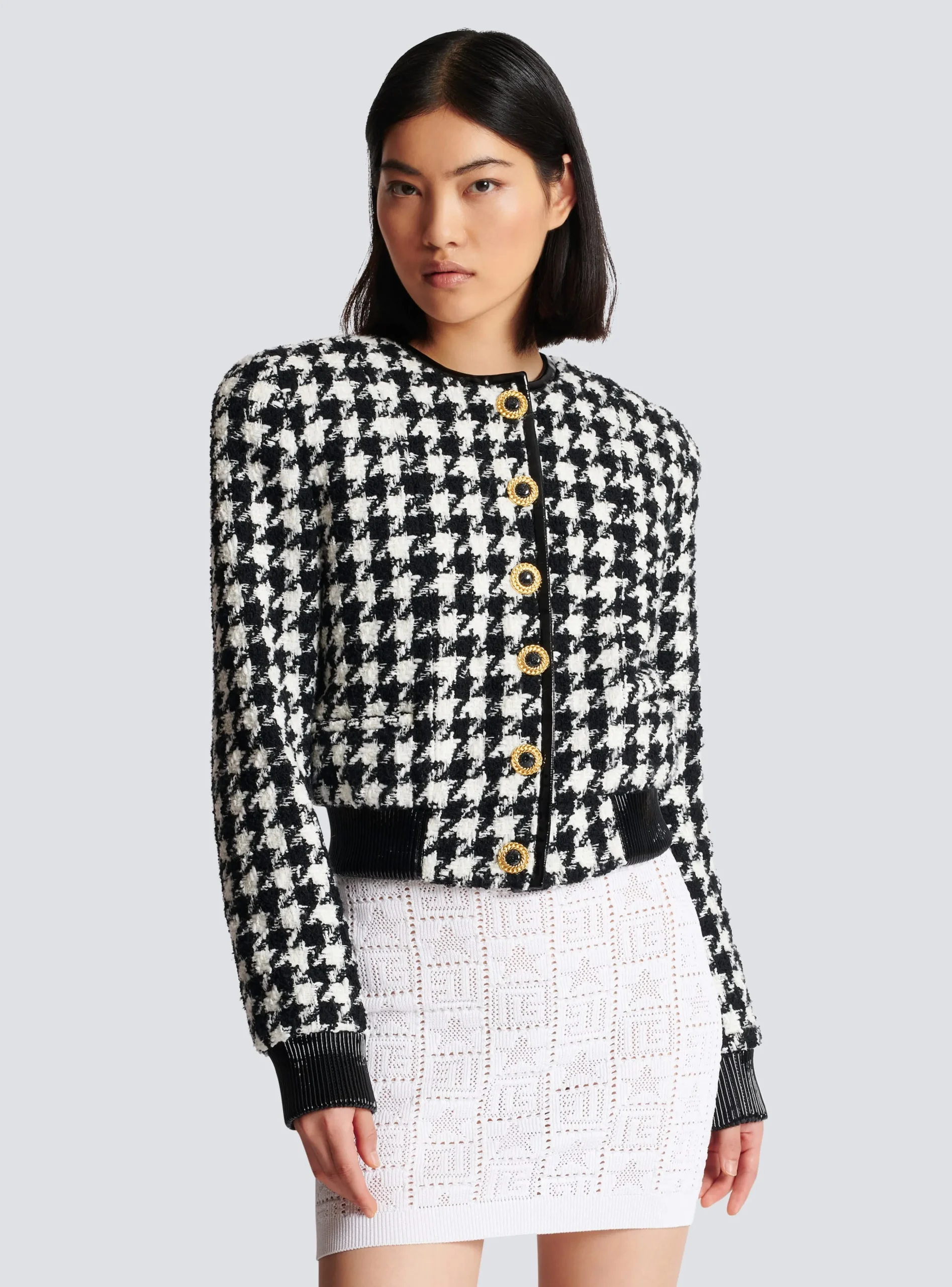 Women Balmain Houndstooth Tweed Jacket