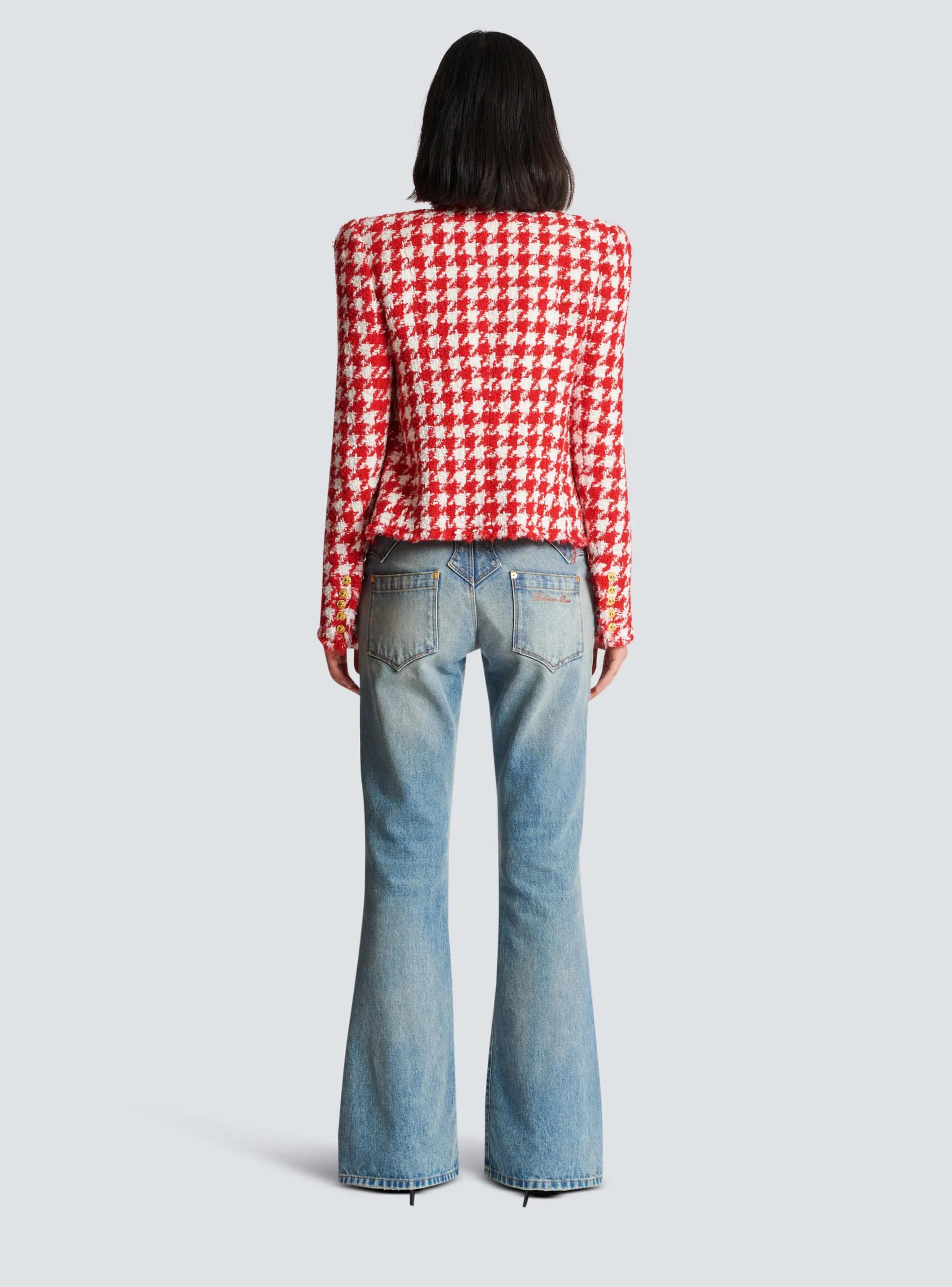 Women Balmain Houndstooth Tweed Jacket