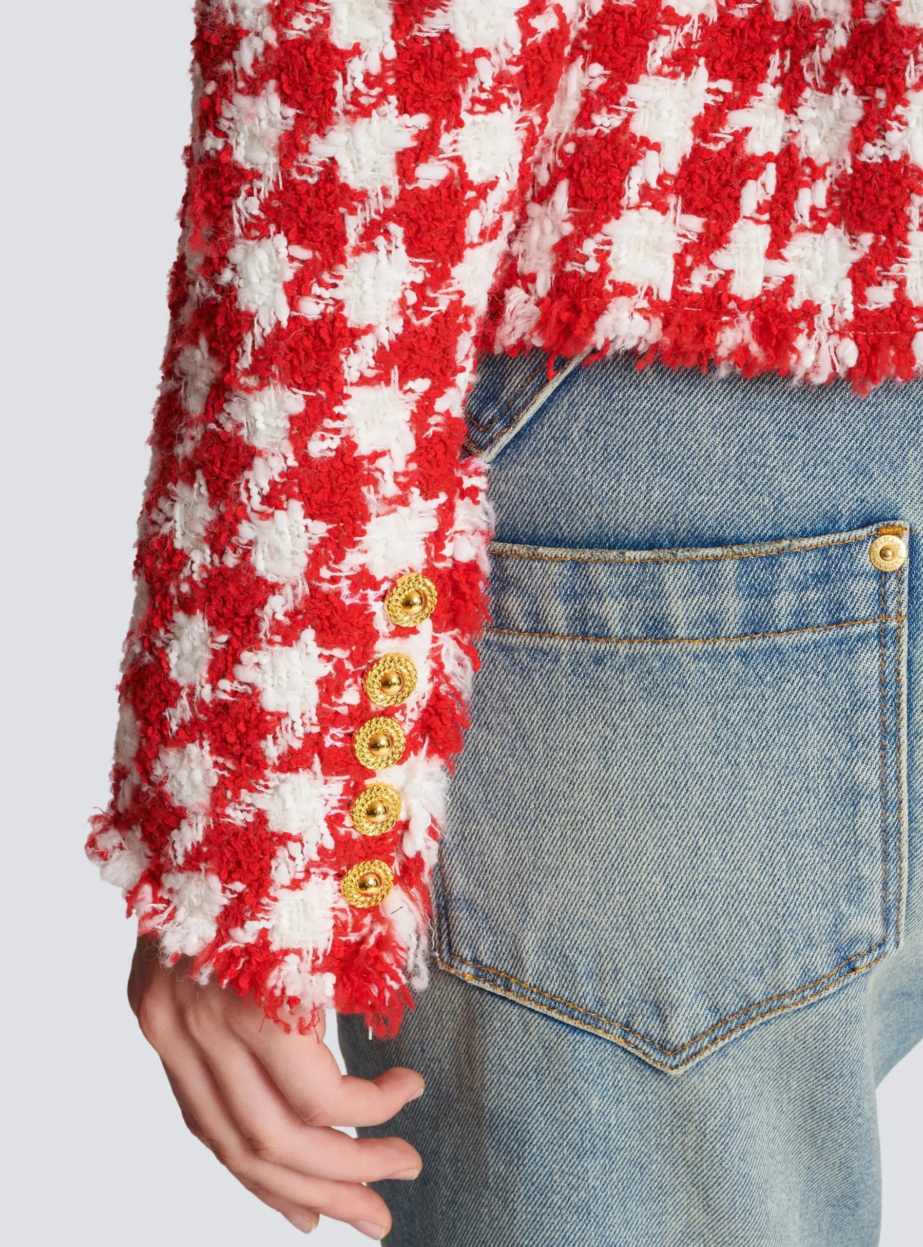 Women Balmain Houndstooth Tweed Jacket