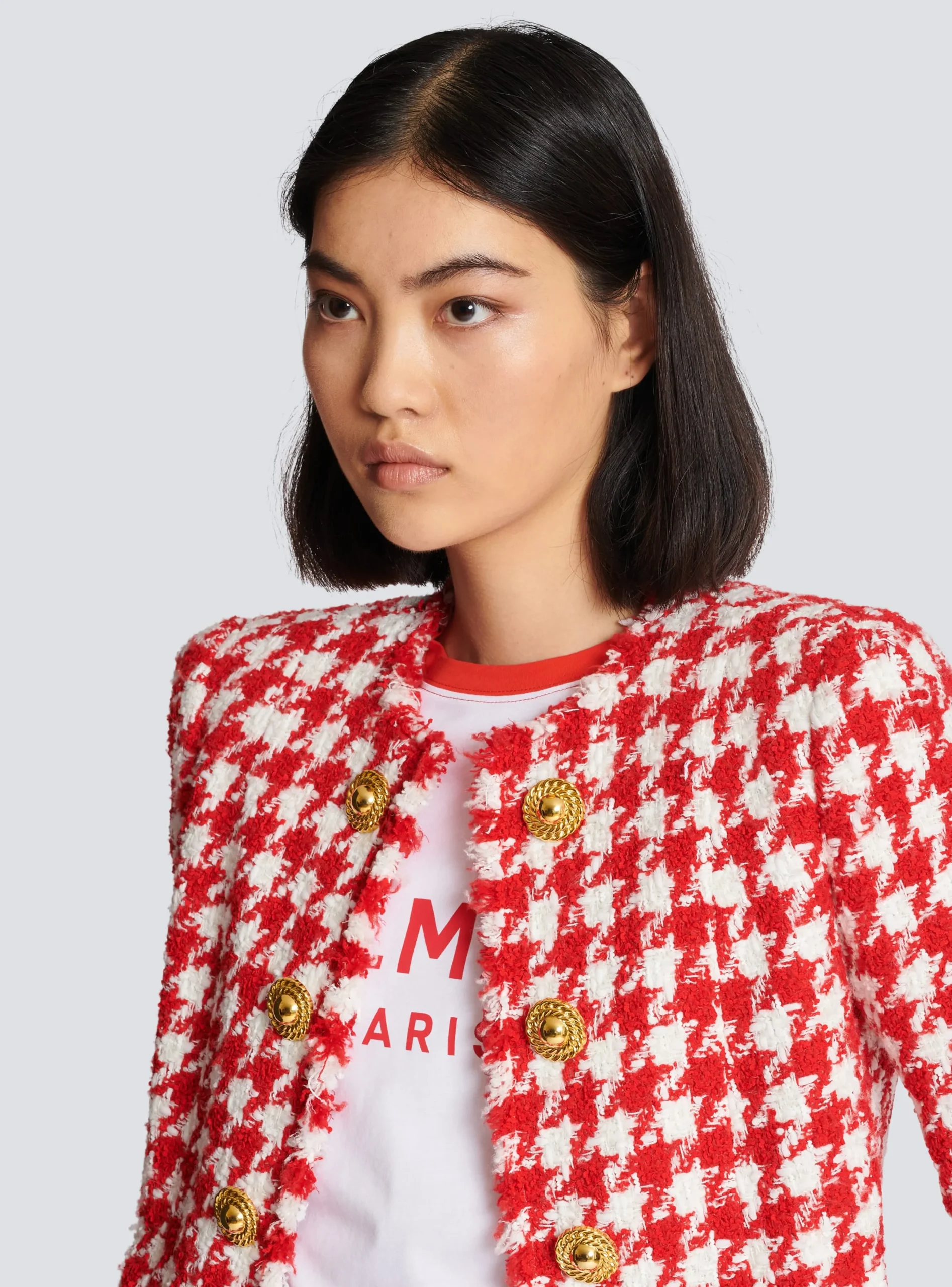 Women Balmain Houndstooth Tweed Jacket