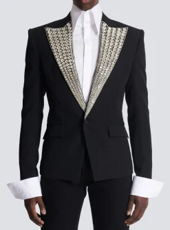 Balmain Jacket With Crystal-embellished Collar