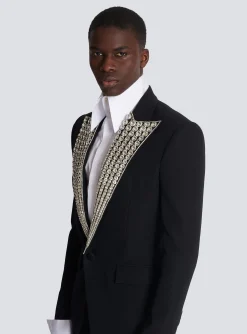 Balmain Jacket With Crystal-embellished Collar