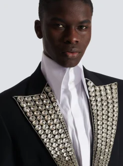 Balmain Jacket With Crystal-embellished Collar