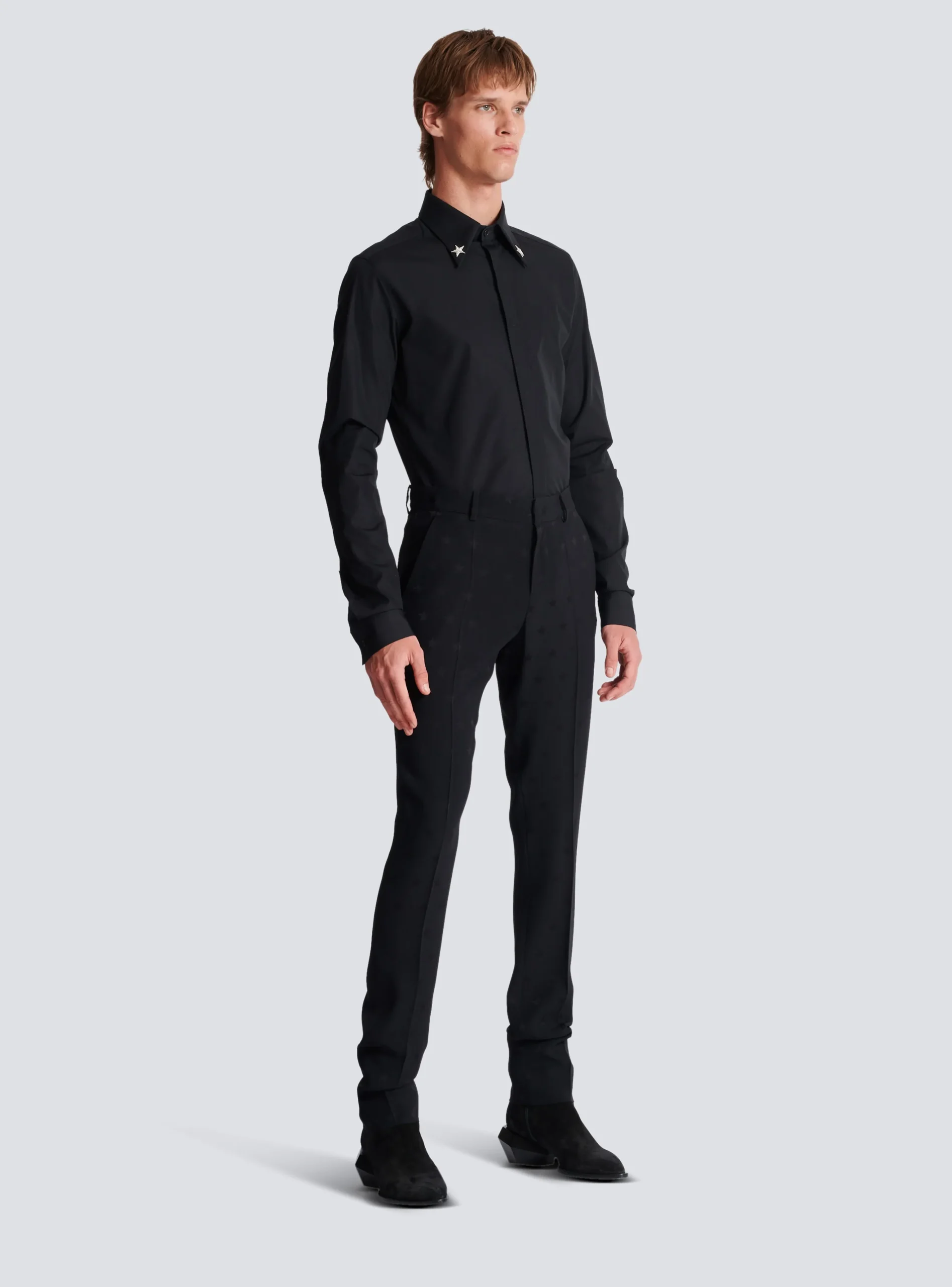 Balmain Jacquard Crepe Trousers With Stars