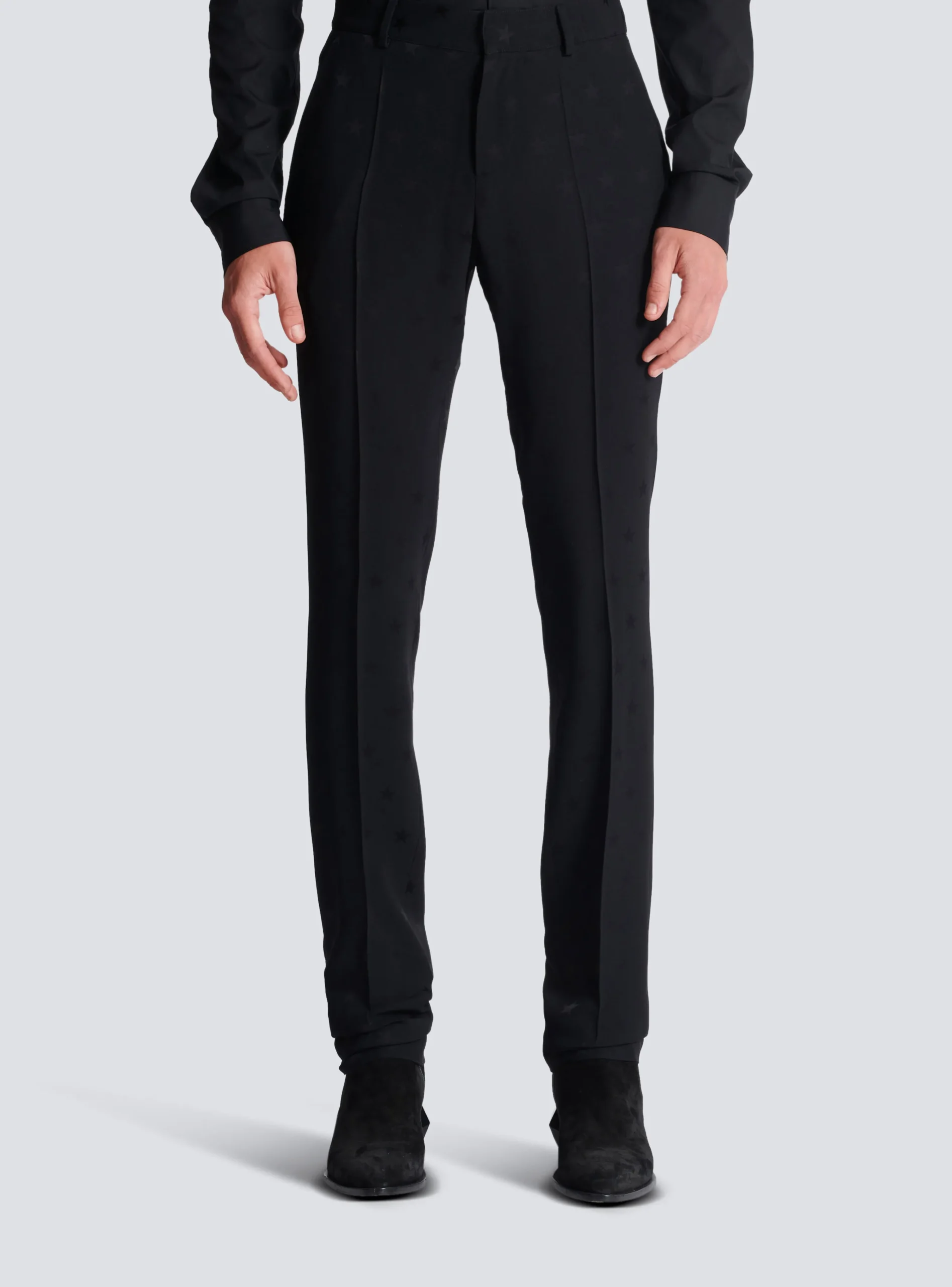 Balmain Jacquard Crepe Trousers With Stars
