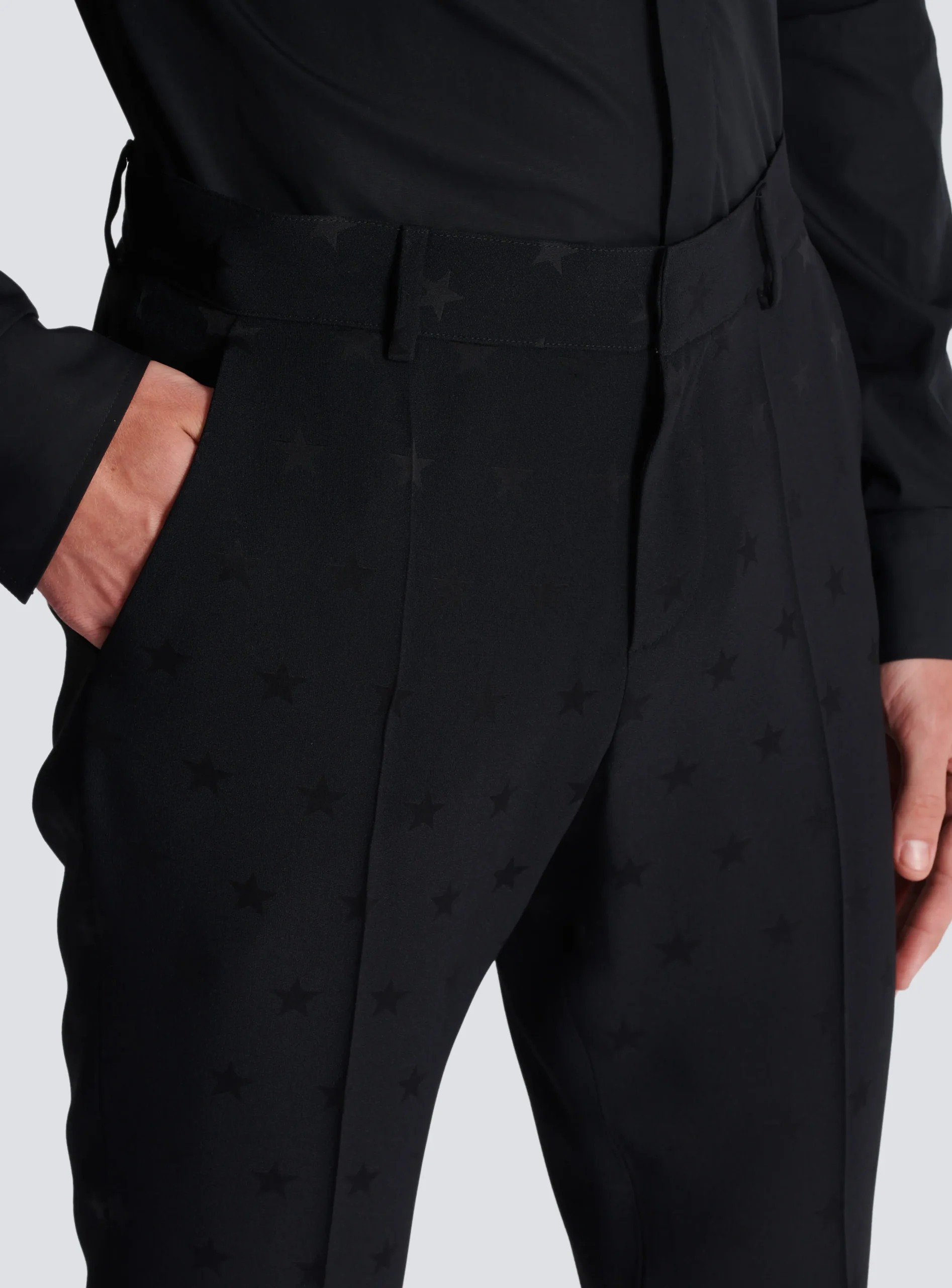 Balmain Jacquard Crepe Trousers With Stars
