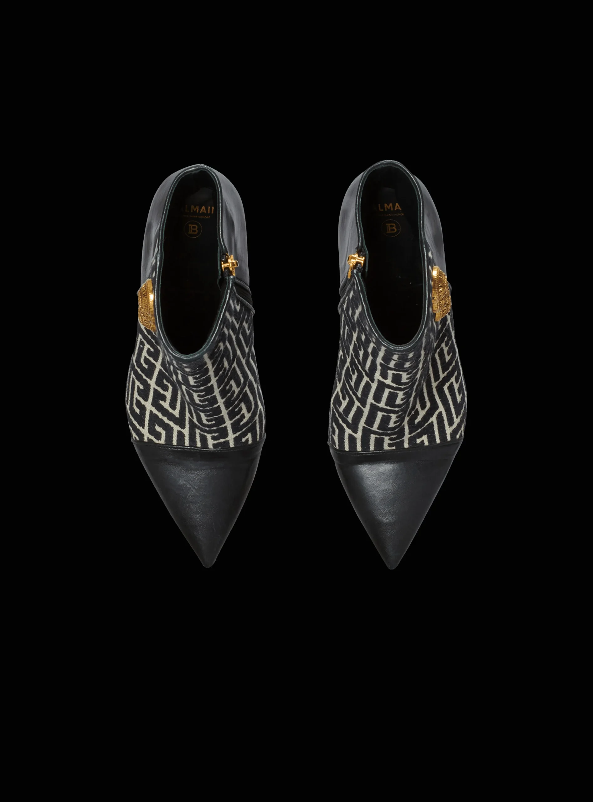 Women Balmain Jacquard Monogram And Leather Roni Ankle Boots