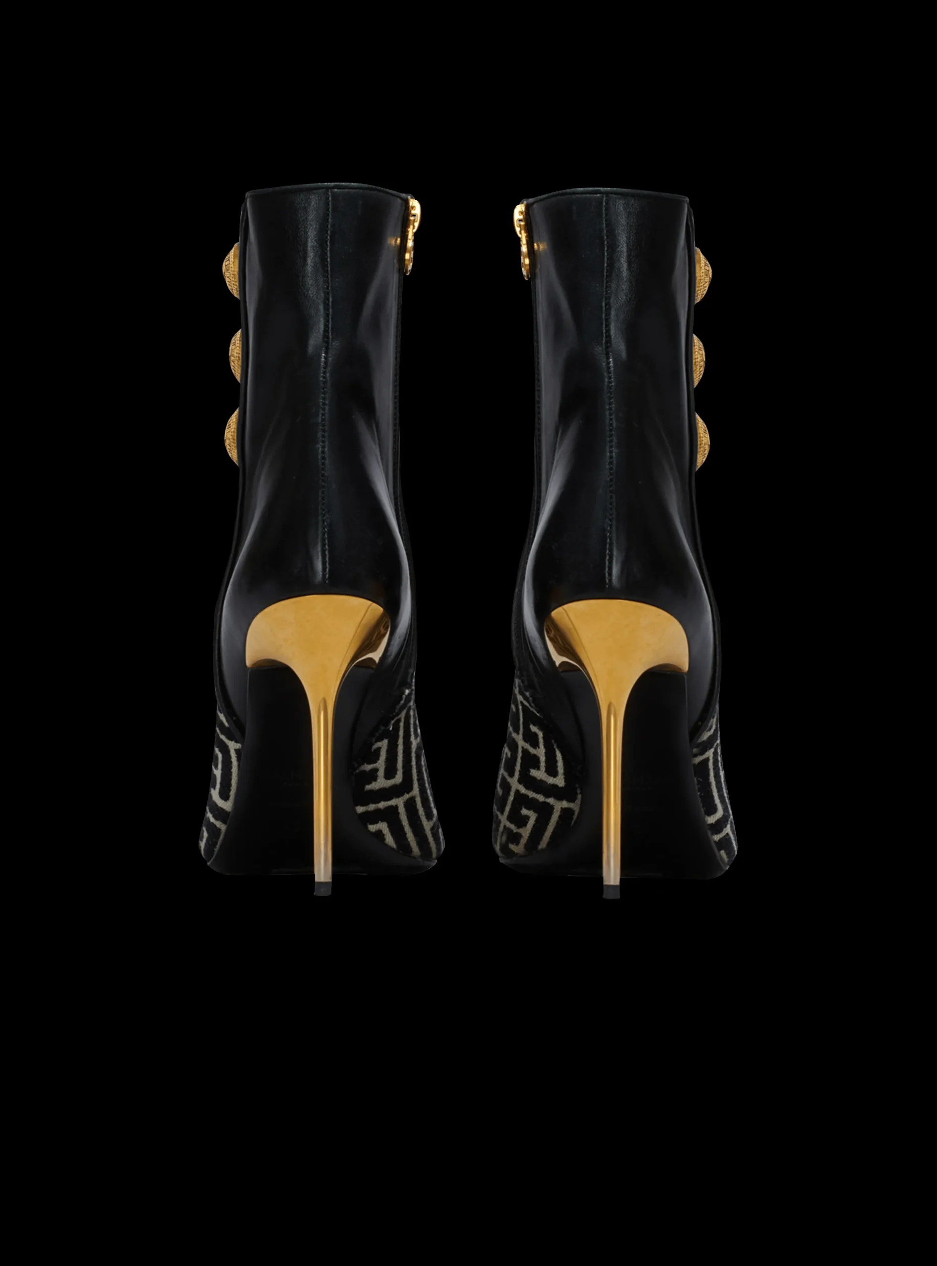 Women Balmain Jacquard Monogram And Leather Roni Ankle Boots