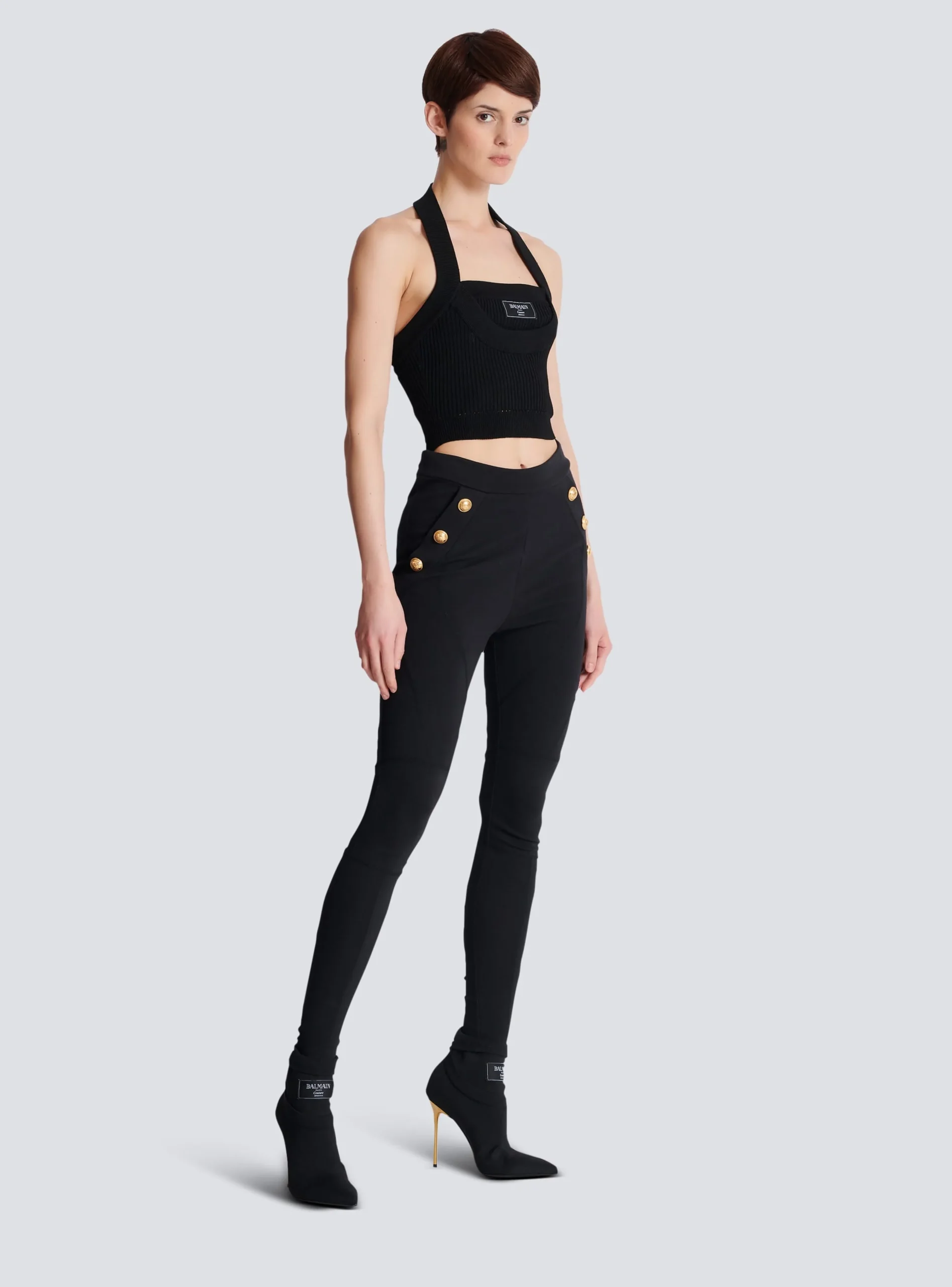 Women Balmain Jersey Leggings With 6 Buttons