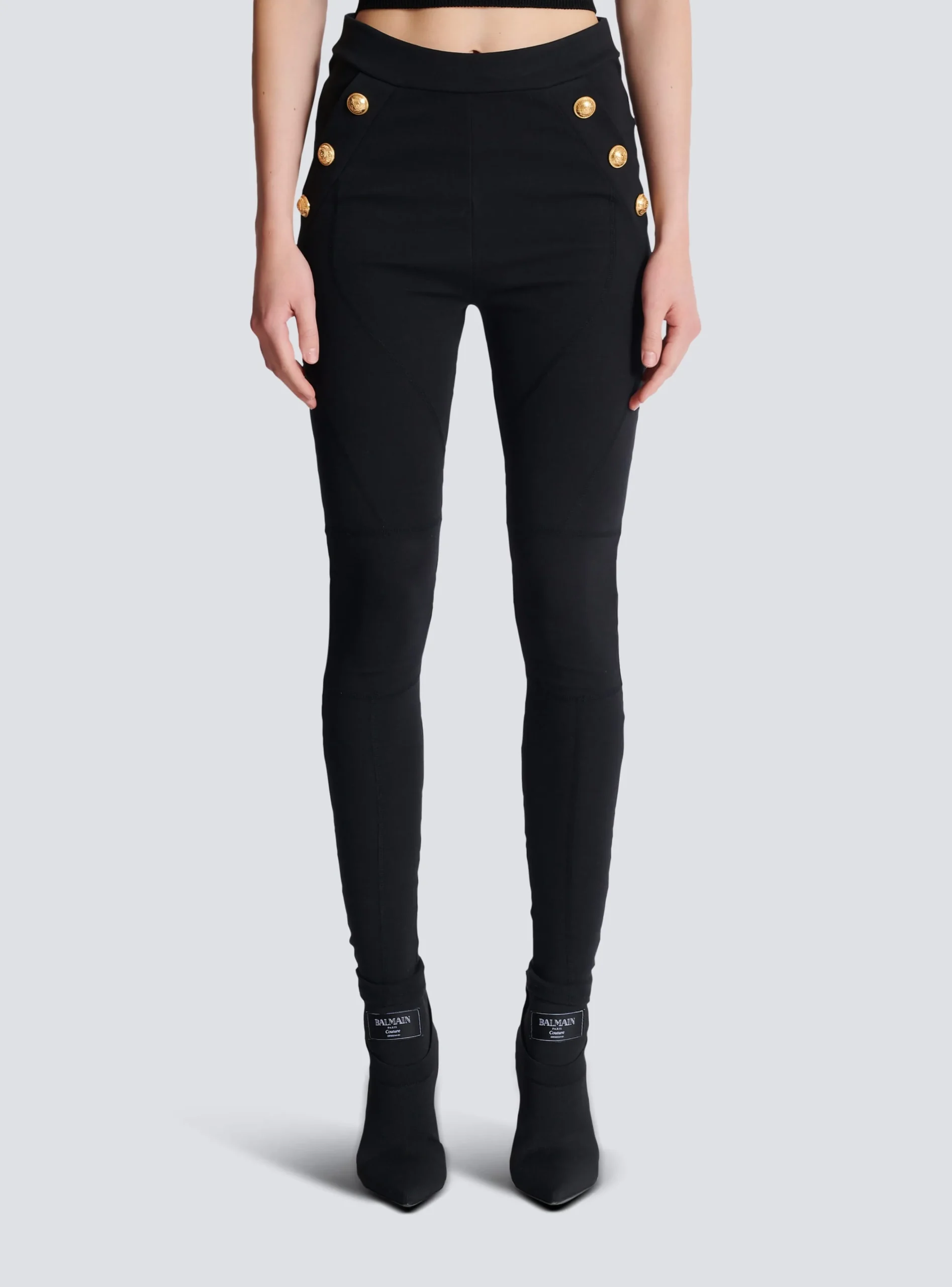 Women Balmain Jersey Leggings With 6 Buttons