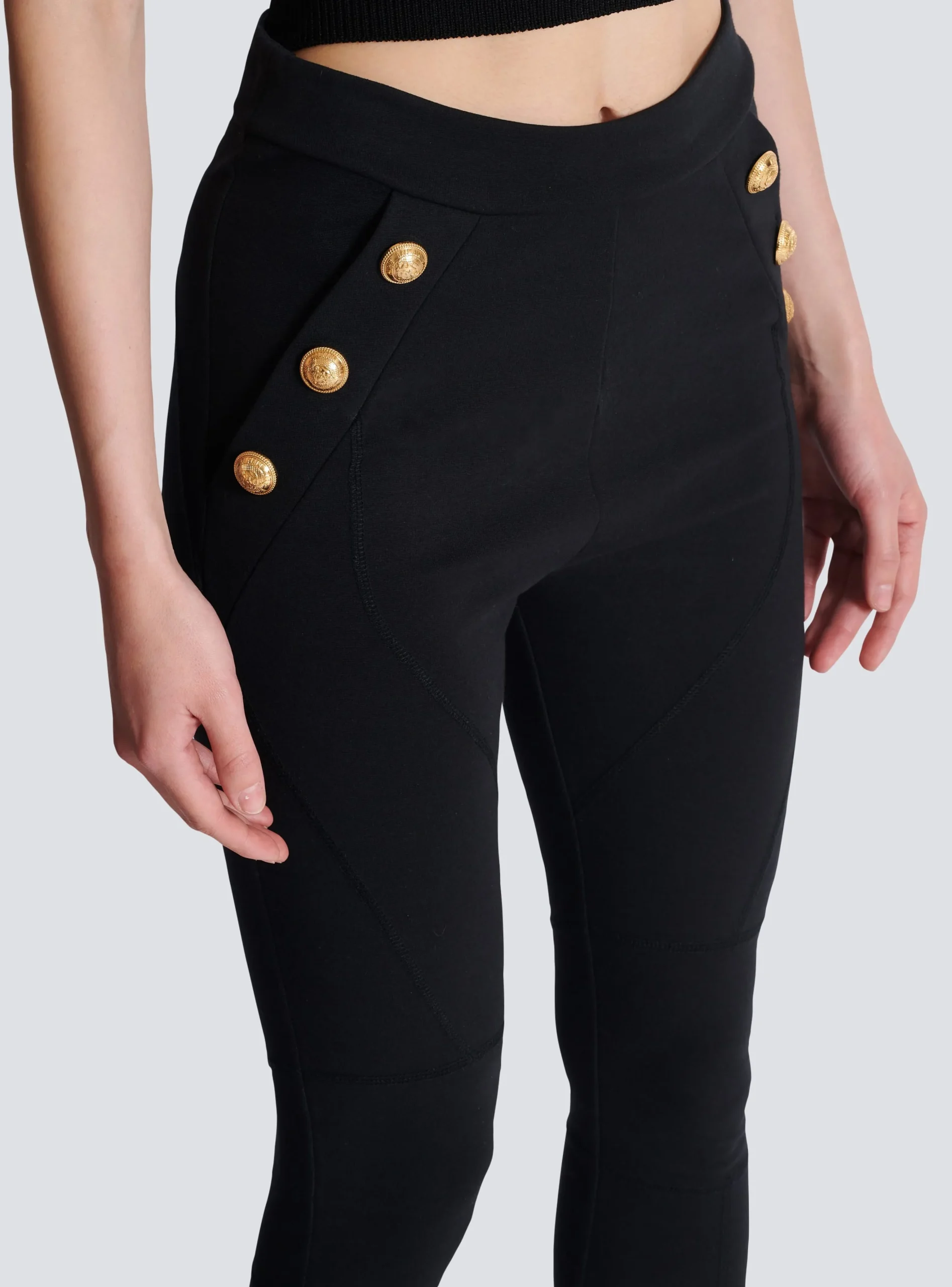 Women Balmain Jersey Leggings With 6 Buttons