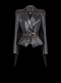 Women Balmain Jolie Madame Fringed Leather Jacket