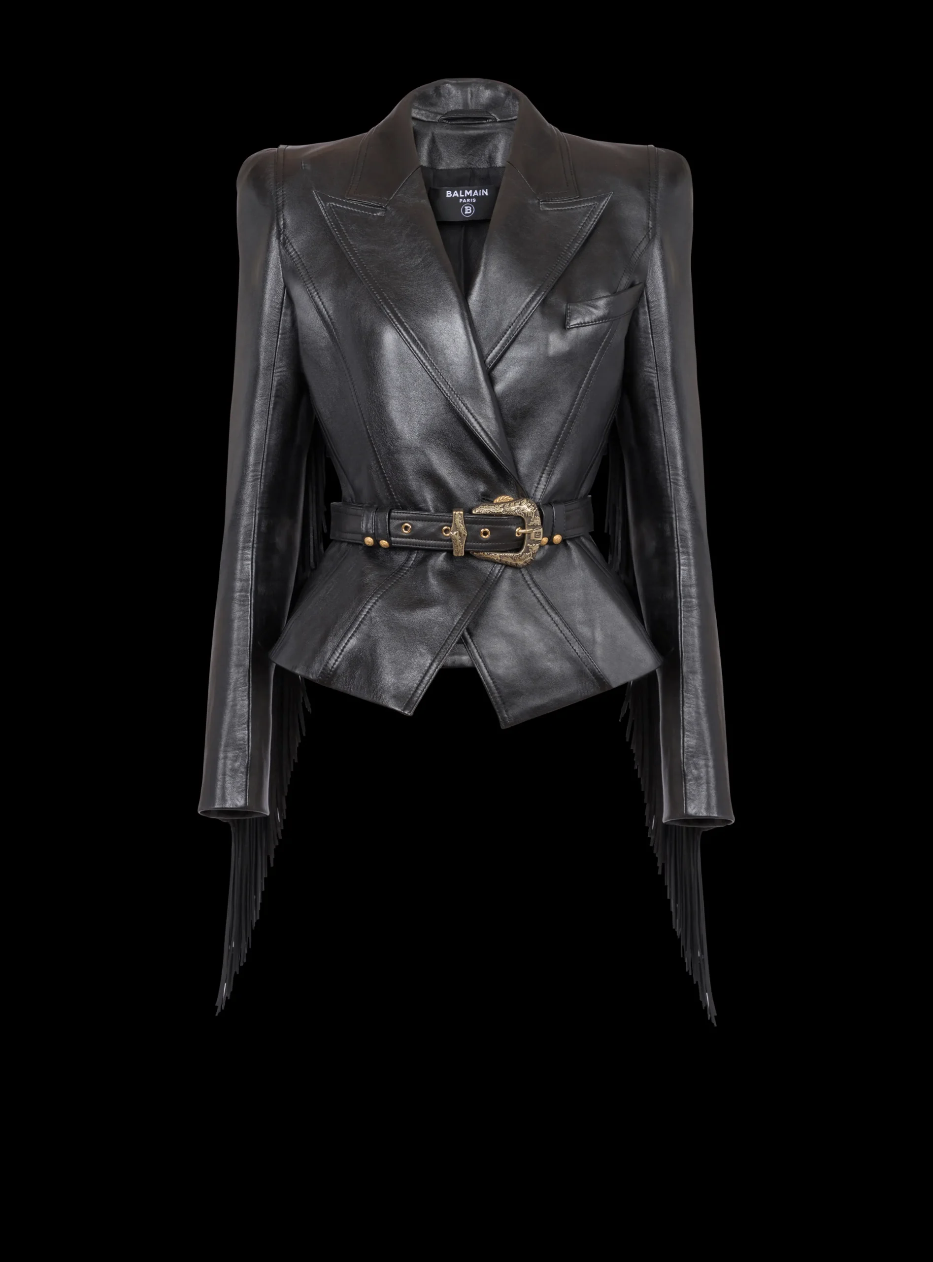 Women Balmain Jolie Madame Fringed Leather Jacket