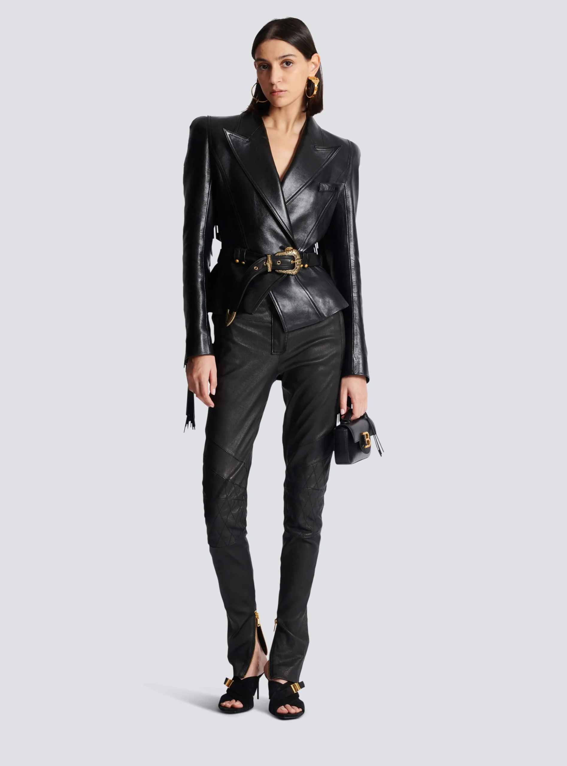 Women Balmain Jolie Madame Fringed Leather Jacket