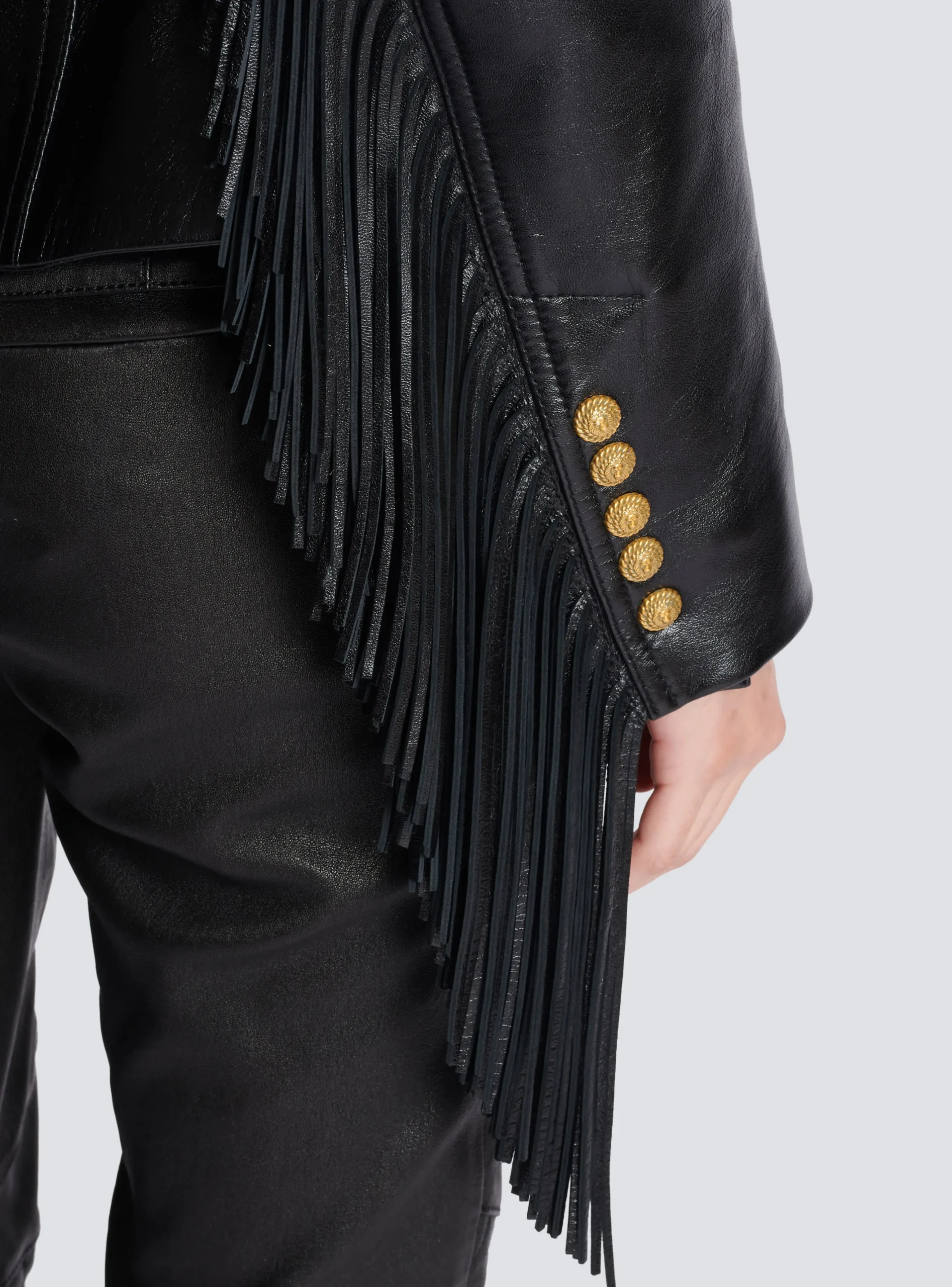 Women Balmain Jolie Madame Fringed Leather Jacket