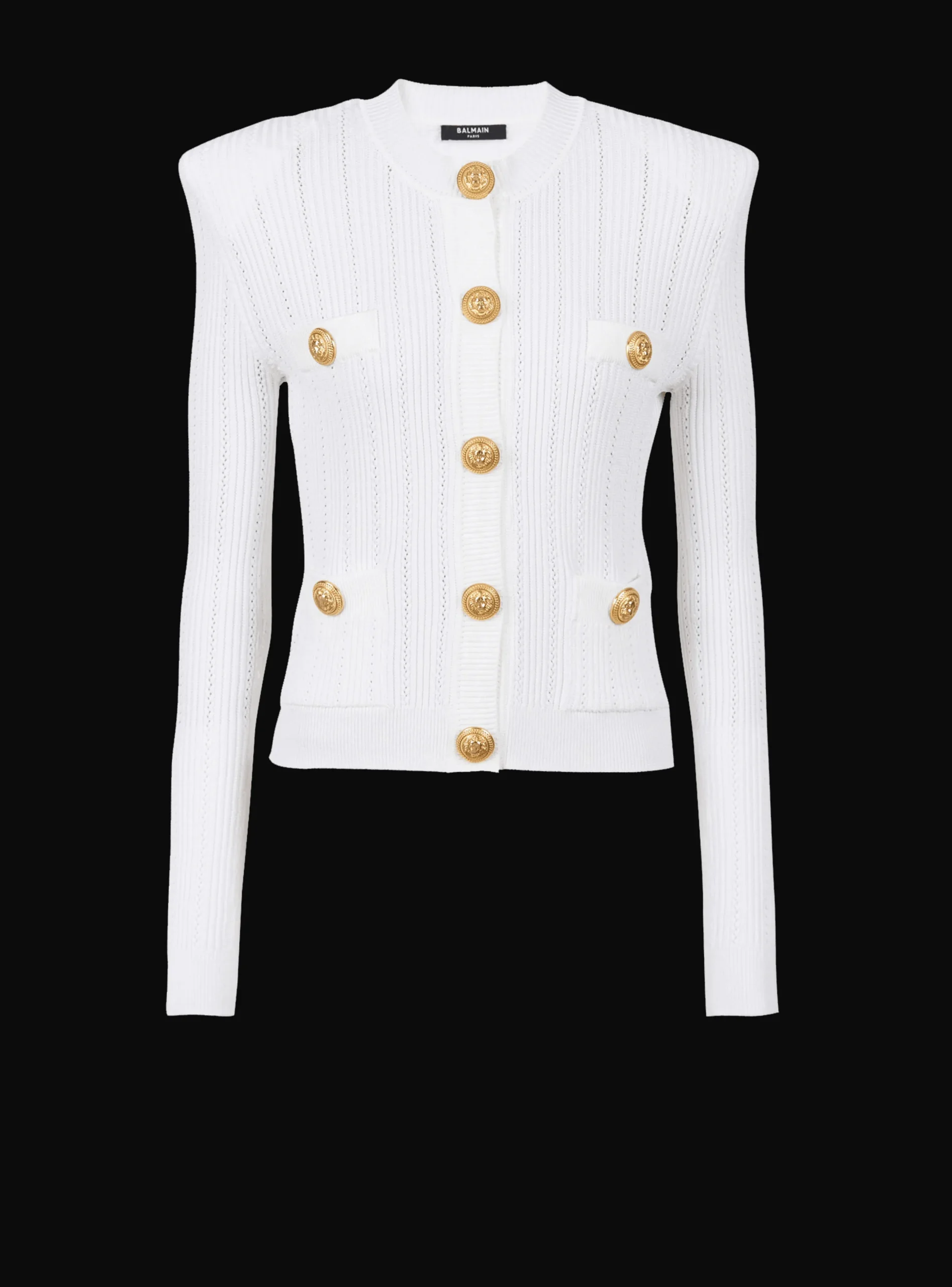Women Balmain Knit Cardigan With Gold Buttons