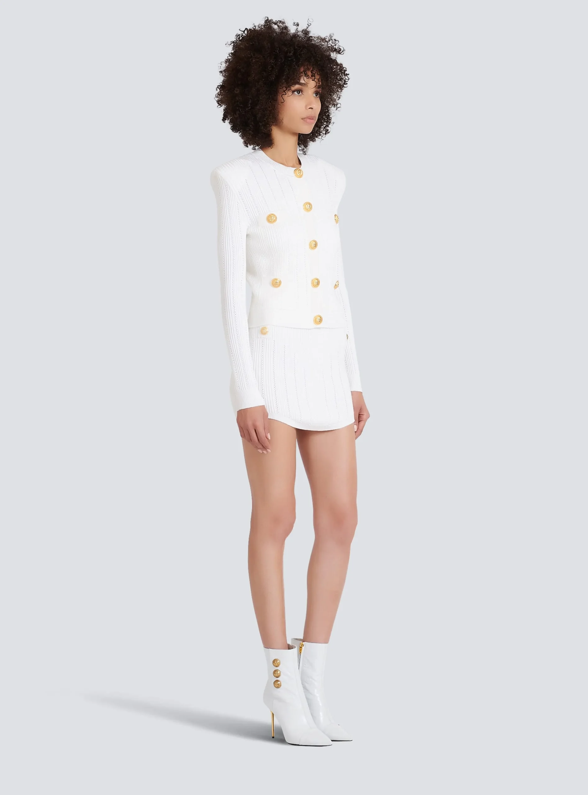 Women Balmain Knit Cardigan With Gold Buttons