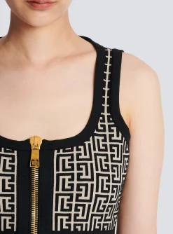 Women Balmain Knit Crop Top With Monogram