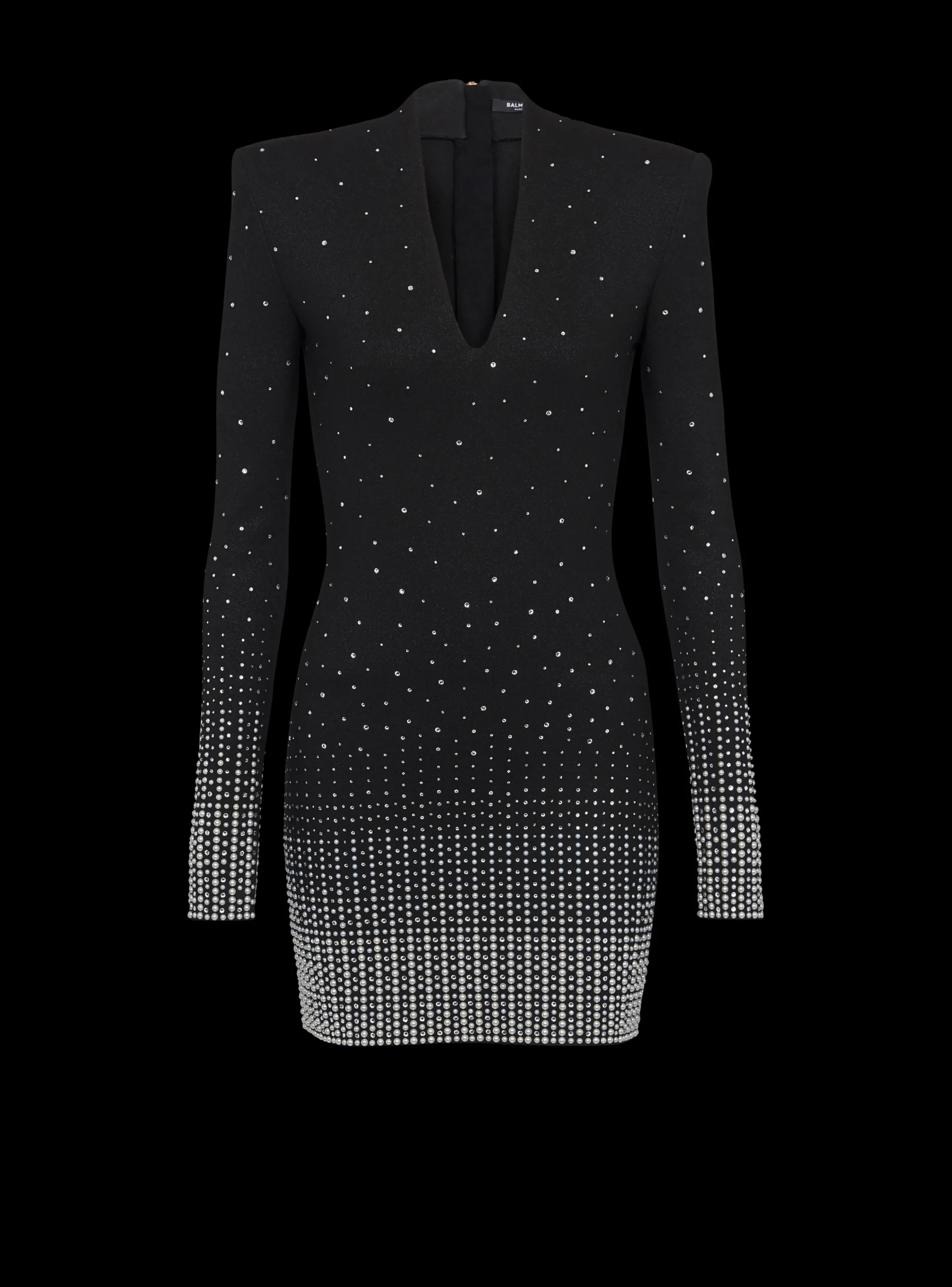 Women Balmain Knit Dress With Pearl And Crystal Embroidery