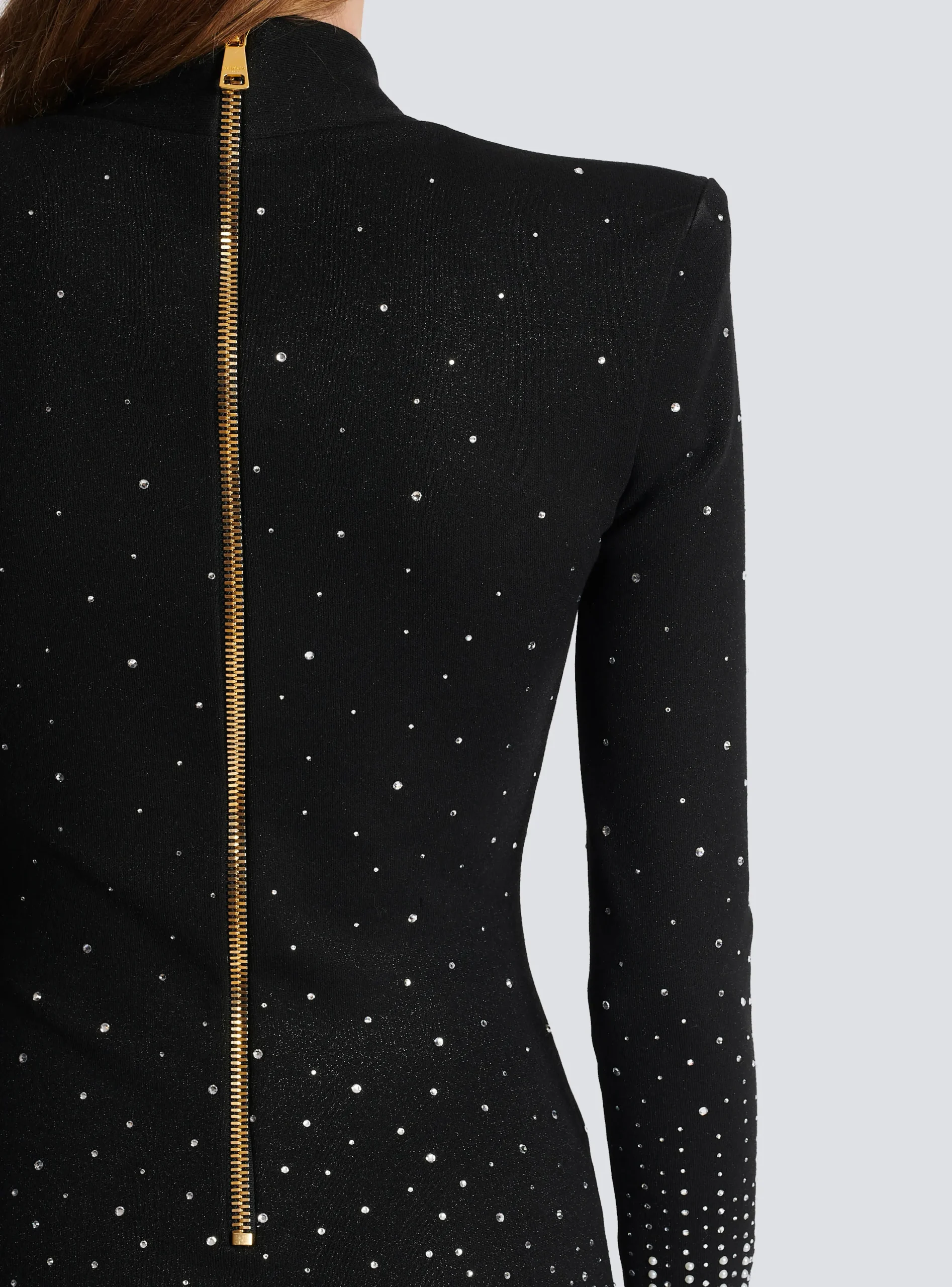 Women Balmain Knit Dress With Pearl And Crystal Embroidery