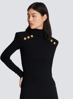 Women Balmain Knit Jumper With Gold Buttons