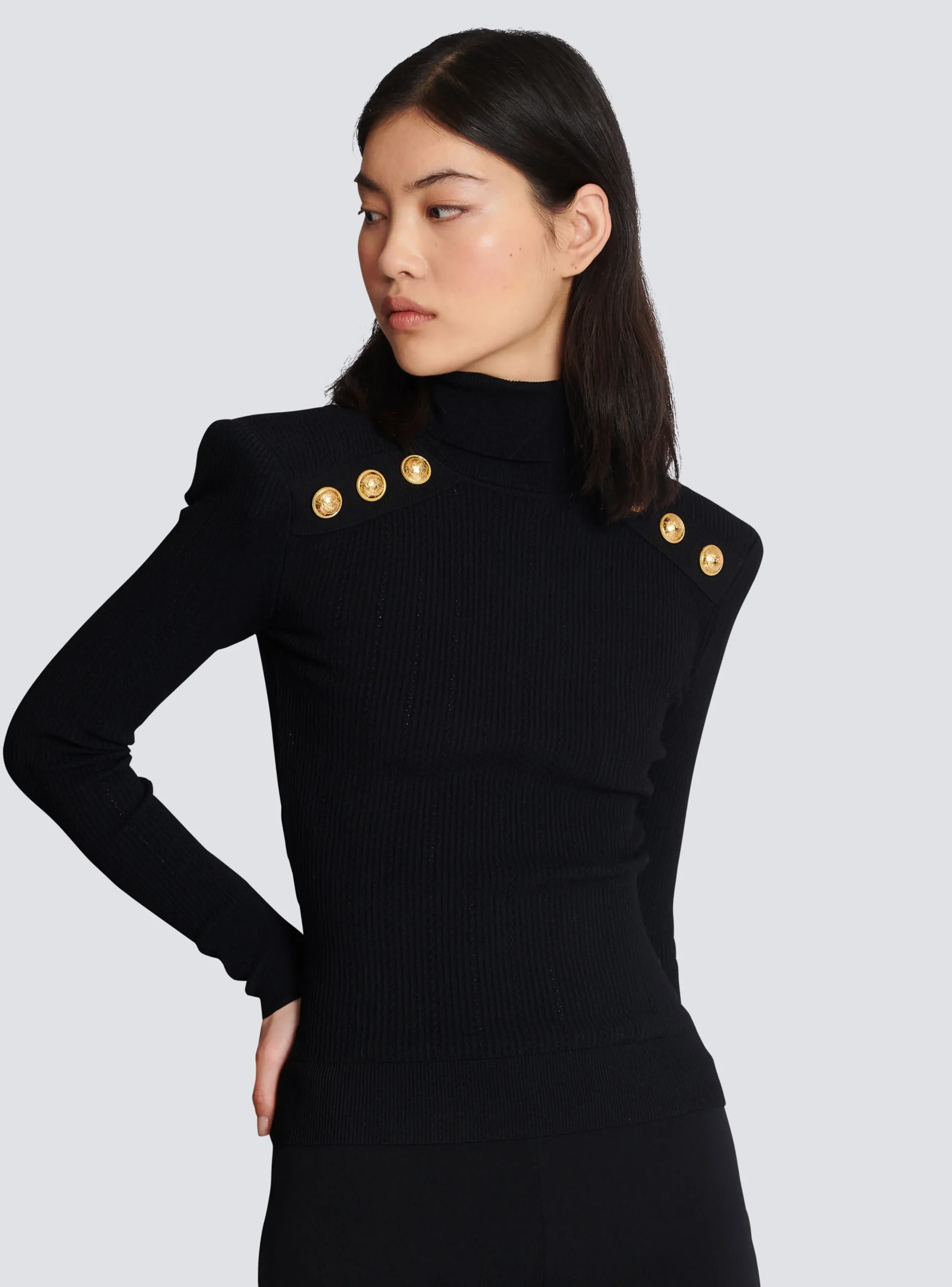 Women Balmain Knit Jumper With Gold Buttons