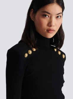 Women Balmain Knit Jumper With Gold Buttons